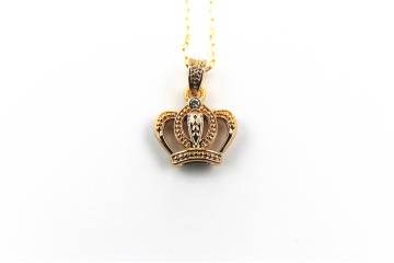 Fashion Necklace, Gold-Plated Crown Pendant Necklace, PT1326