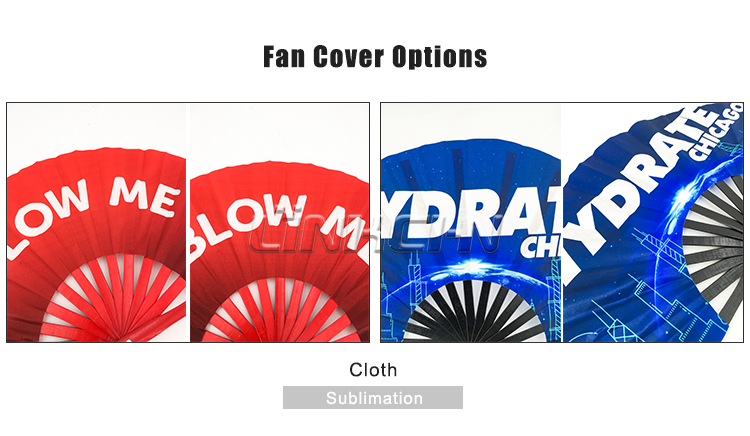 Customized fabric hand held folding fans in promotion