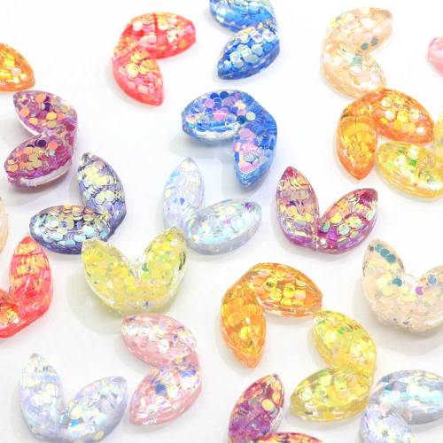 Hot Selling Shining Flatback Resin Cabochon Grass Shape Style Slime Resin Charms Plastic For DIY Or Phone Craft Decoration