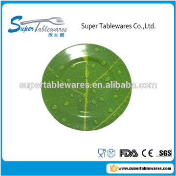 Green Color Leaf Flat Plate Round