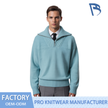 Comfortable Half-Zip Knit Sweater in Sky Blue