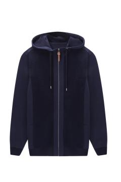 Men's Knitted Rib Zip-Through Thread Hoodie