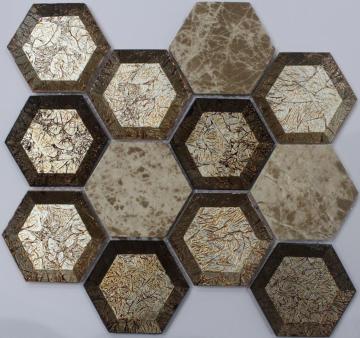 Golden Look Hexagon Decoration Mosaic