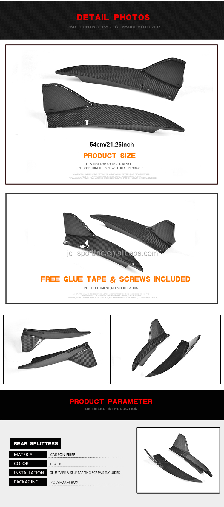 Carbon Fiber IS350 Bumper Rear Splitter for LEXUS IS300 F Sport Base Sedan 4-Door 17-18