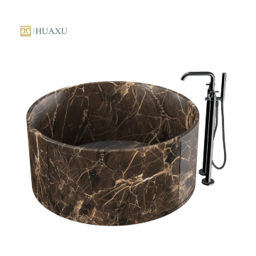 Huaxu Exotic Brazil Dark Brown Emperador Marble Bathtub