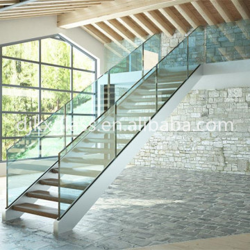3-19mm indoor &safety stairs acid etched glass railings top