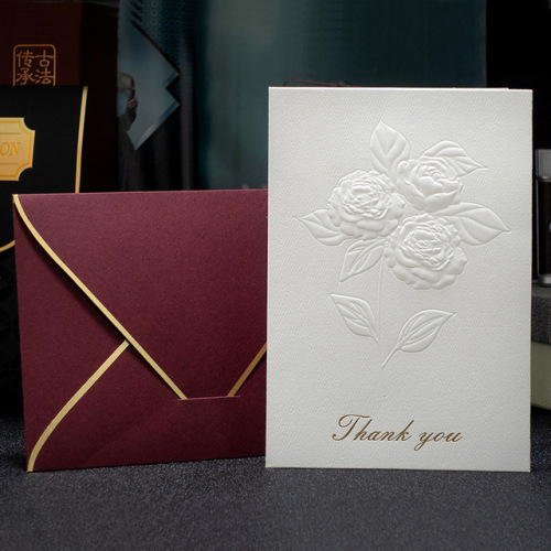 Custom Printing Embossed Gold Foil Thank You Card