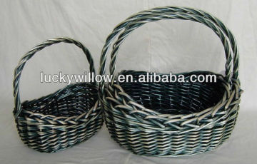 new hot handmade round shaped wicker storage baskets, wicker laundry basket with handles