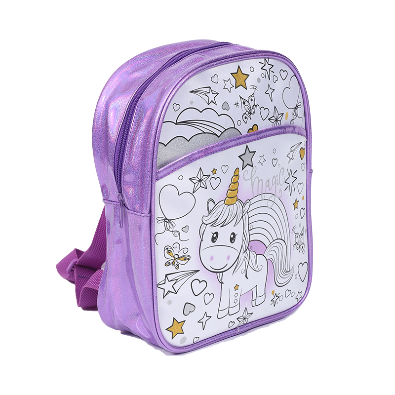 Purple DIY painting bag backpack for children