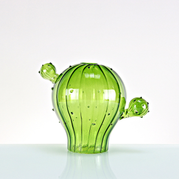 Green cacuts glass vase