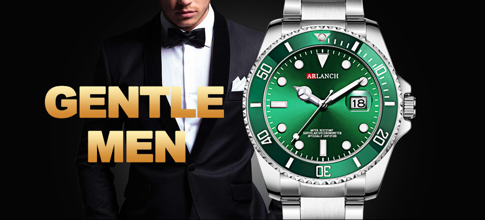 ARLANCH Luxury Brand Watch Men Sports Watches Rotatable Bezel GMT Sapphire Glass Date Stainless Steel Quartz Wristwatches Gift