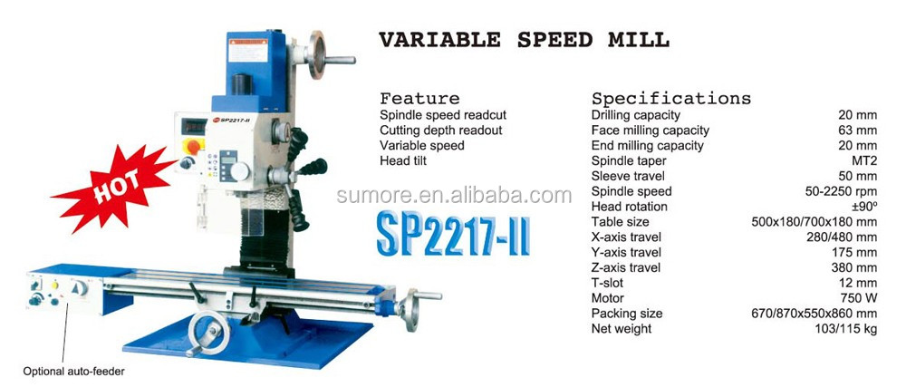 mini milling machine for metal working SP2217-II