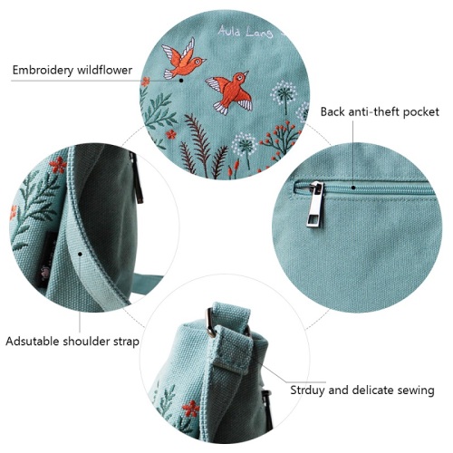 Blumenprinzessin Frauen Leinwand Tasche Stickerei