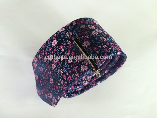 Men's red\pink\blue\black 100% silk tie with flower design