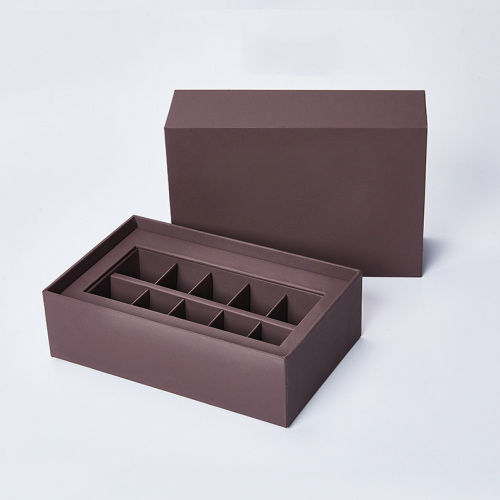 Cajas de almacenamiento de cajones marrones oscuro con divisor