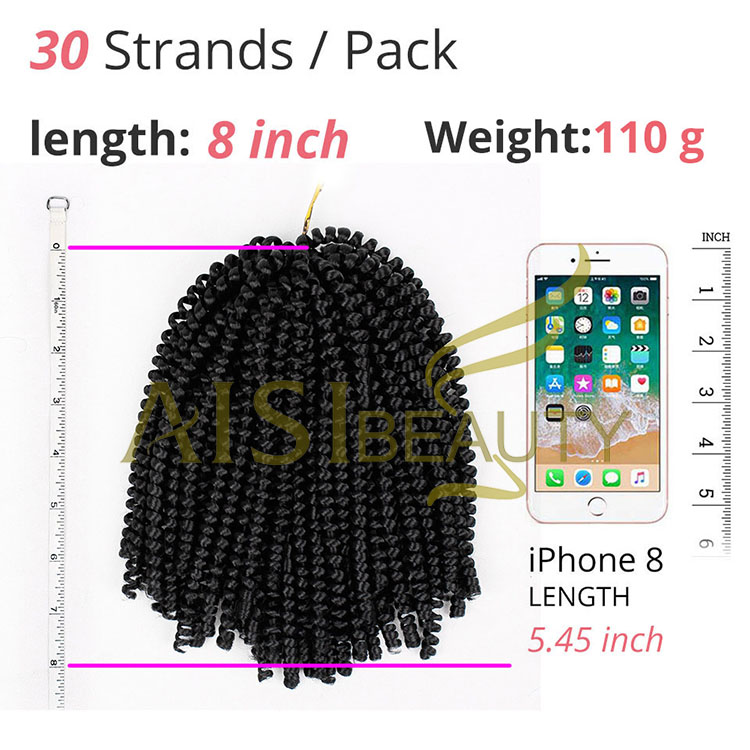 Aisi Beauty Wholesale Cheap Vendor Hotselling 8 Inch Kinky Curly Spring Twist Synthetic Crochet Braiding Hair Extensions