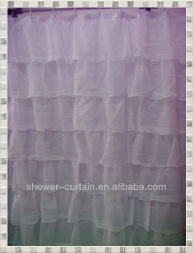 polyester fabric solid white voile lace shower curtain
