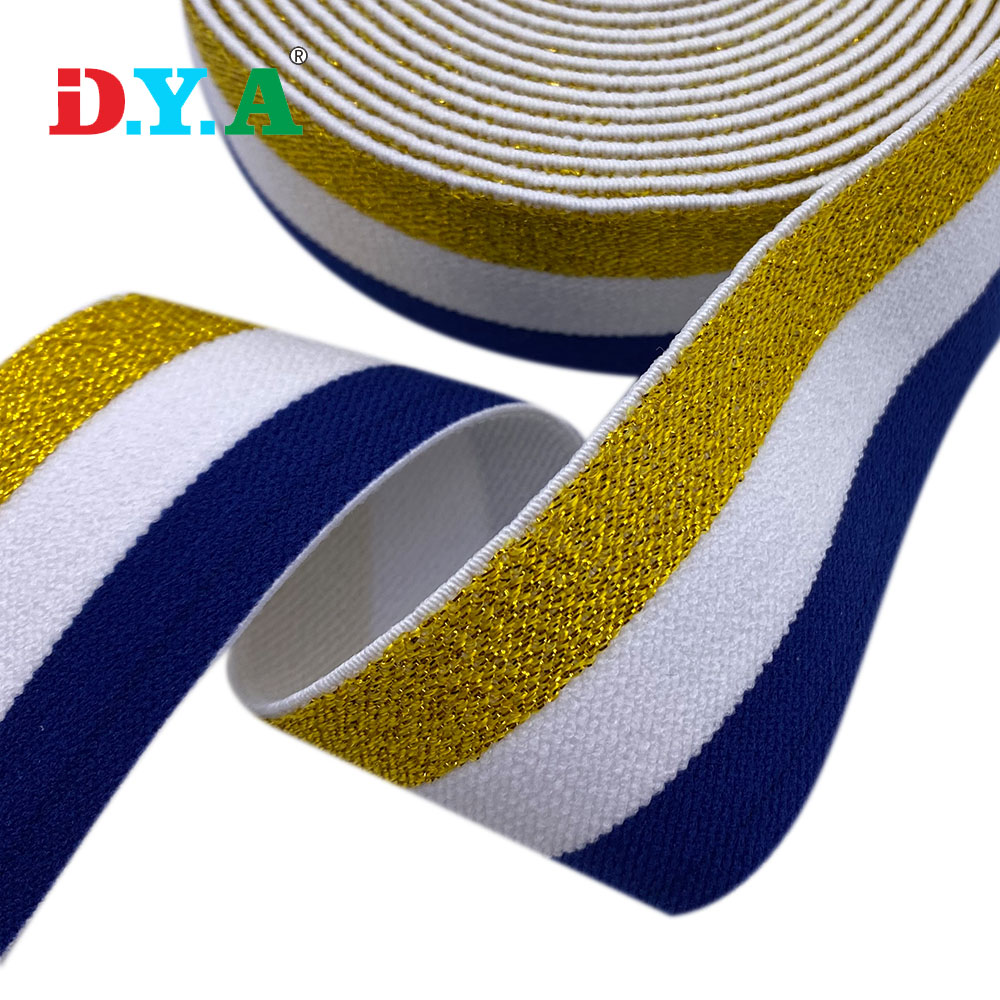 Custom colors OEM metallic elastic gold elastic band lurex elastic