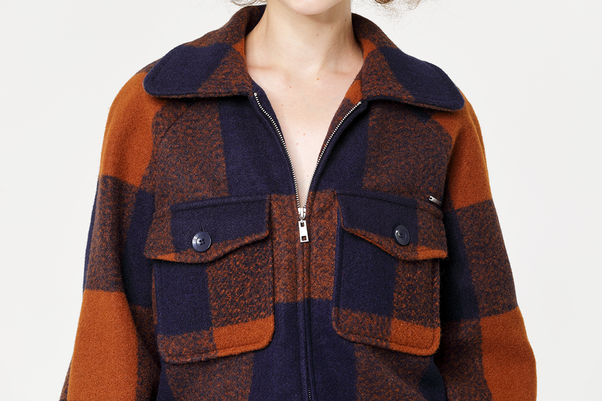 Woolen Check Lady's Short Jacket Woolen Check Lady's Short Jacket