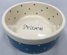 Blue ceramic cat bowl