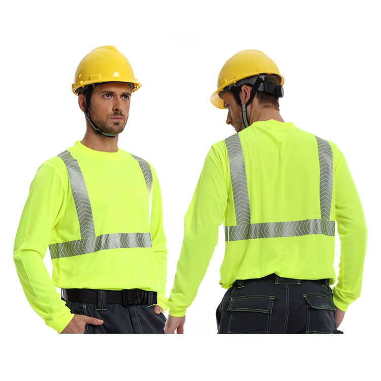 Customized logo high visibility reflective safety long sleeves polo T-shirt