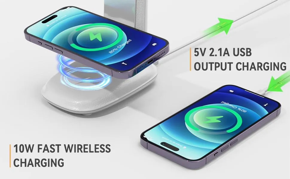 Foldable Digital Alarm Clock with Wireless Charging Desk Lamp Calendar