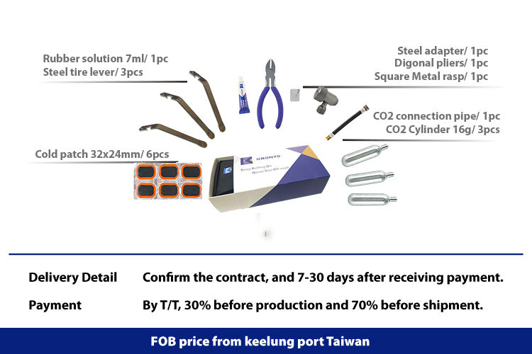 Cold Patch Kit Bag med CO2-cylinderboxpackad