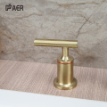 3 Hole Faucet Brushed Gold Lavatory Waterfall 3 Hole Basin Faucet Supplier
