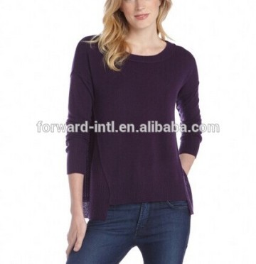 Round neck pullover woolen sweater designs for ladies