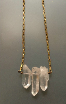White crystal pendant necklace with gold chain