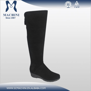 Real wool fur lined black and grey 20 inch suede over knee boots