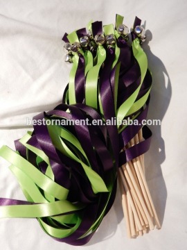 Wedding Ribbon Bell Wands ~ Pictured in Apple Green & Plum