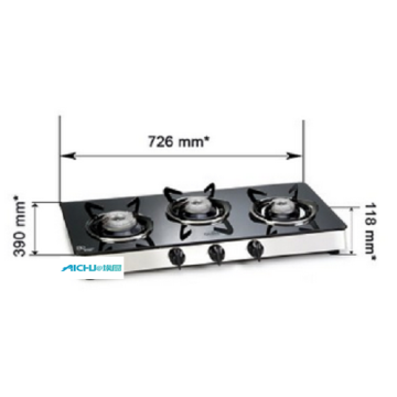 Glass Gas Stove 3 Alloy Burners