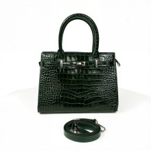 Crocodile-pattern embossed zipper handbag