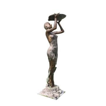 Life size bronze lady bathing water fountain