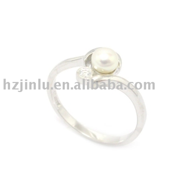 925 silver ring, silver ring with pearl