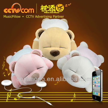 Top100 Christmas 2013 new hot item gifts! Washable Plush Tare Bear Music Cushion Pillow- CE SGS ROHS