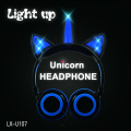 Fones de ouvido com luz LED para meninas Twinkle Unicorn Cat Ears