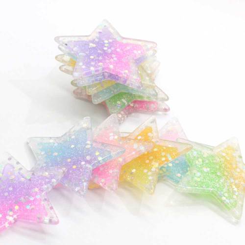 41mm Glitter Star Resin Flat Back Cabochon do breloczka wisiorek DIY Akcesoria rzemieślnicze