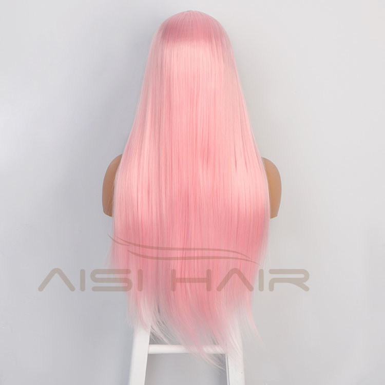 Aisi Hair 26 Inch Long Silky Straight Pink Wig Natural Straight Swiss Lace Wig Middle Part Lace Frontal Wigs For Black Women