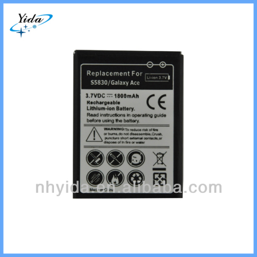 High Quality Cell Phone Battery For Sam S5820 T759 3.7V 1800mah