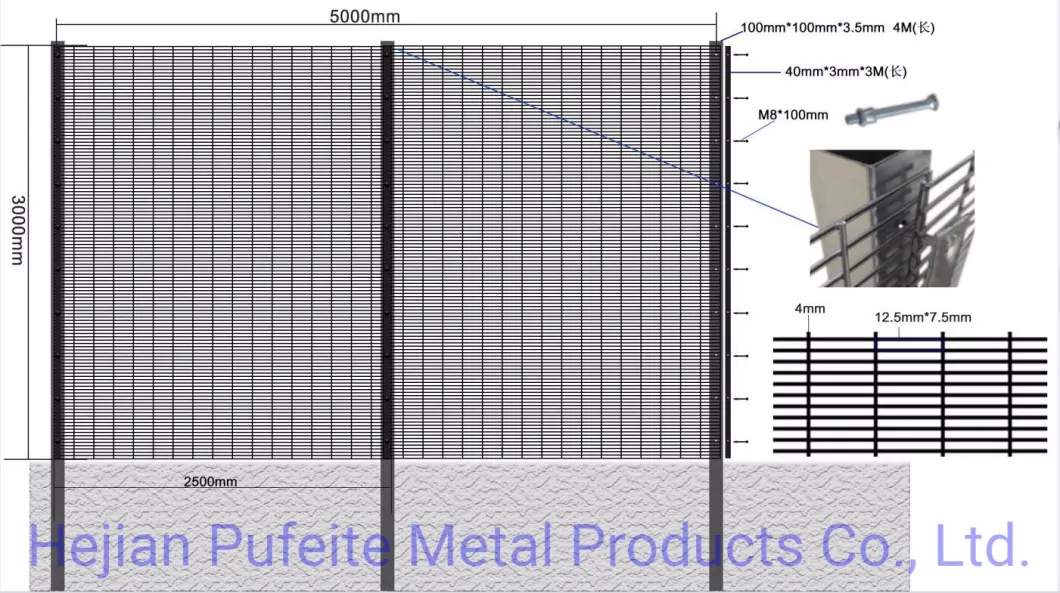 Powder Coated High Security Anti-Climb Farm 358 Wire Mesh Fence.