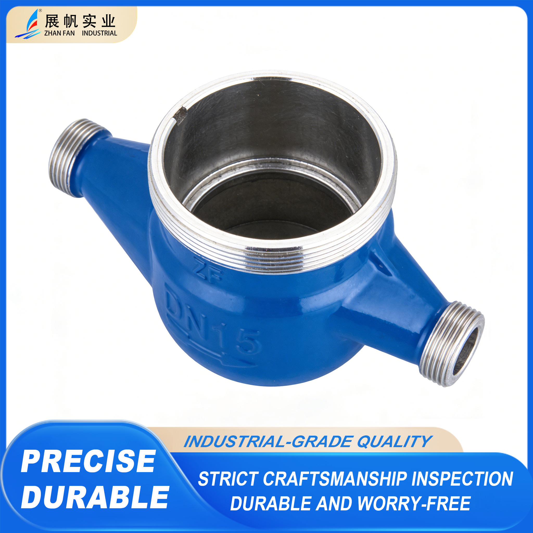 Carcasa del medidor de agua de color azul. blue colored water meter housing