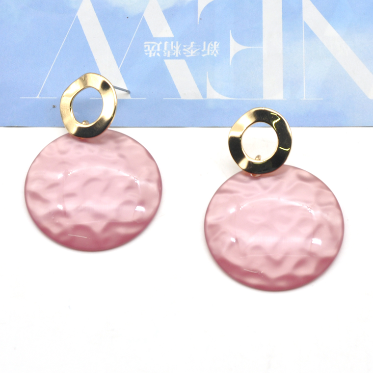 Custom acrylic color round button shape fashion trendy earrings