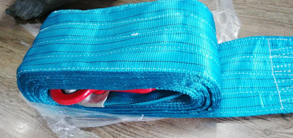 Blue Polyester Sling 8,000kgs Breaking Strength With Lifting Hook
