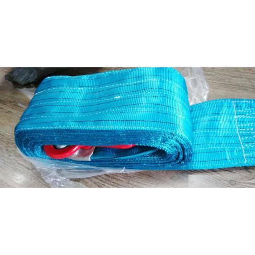 Blue Polyester Sling 8,000kgs Breaking Strength With Lifting Hook