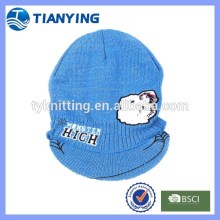 Children embroidered knitted hat with visor design