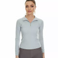 Ladies premium grey umkhono omude we-equestrian top