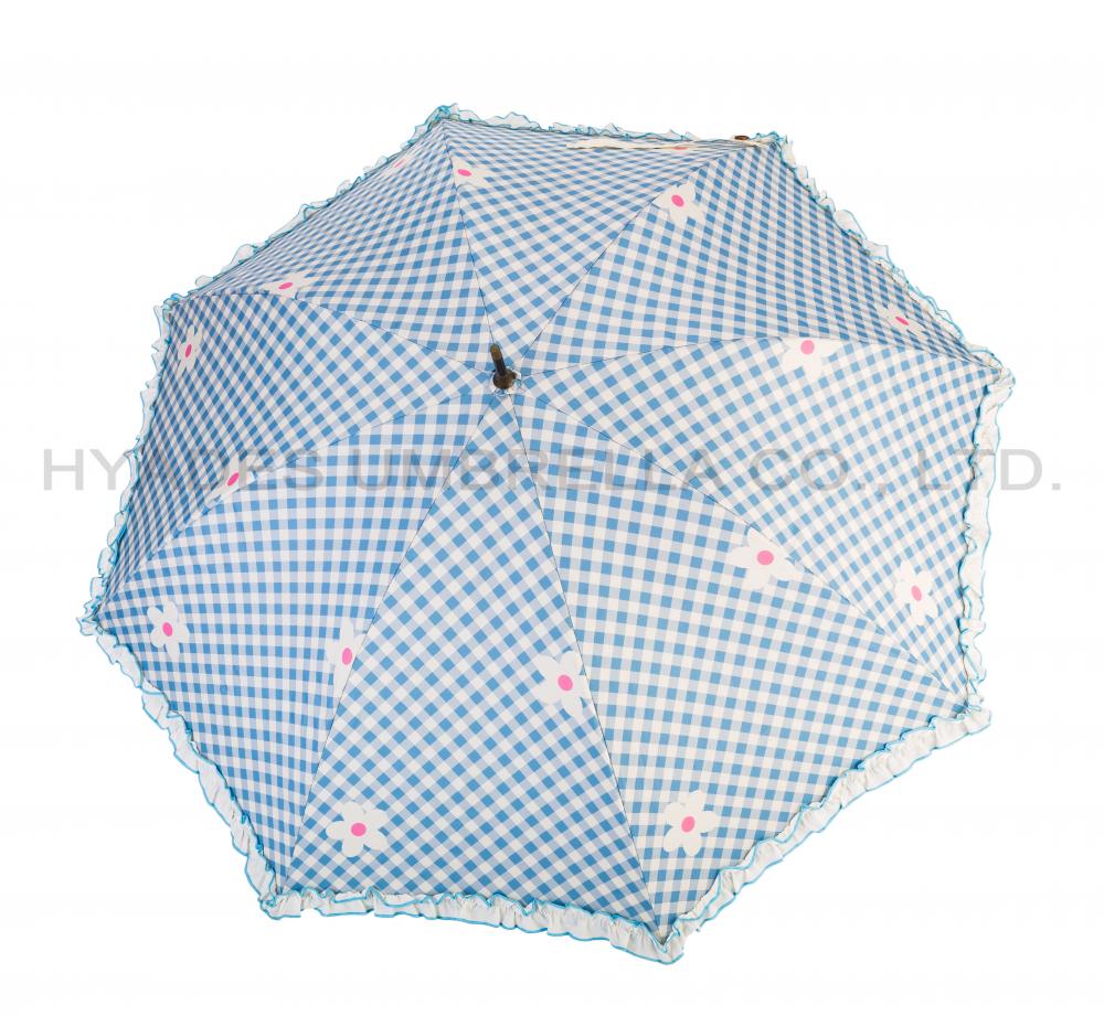 Parapluie droit féminin à volants en dentelle