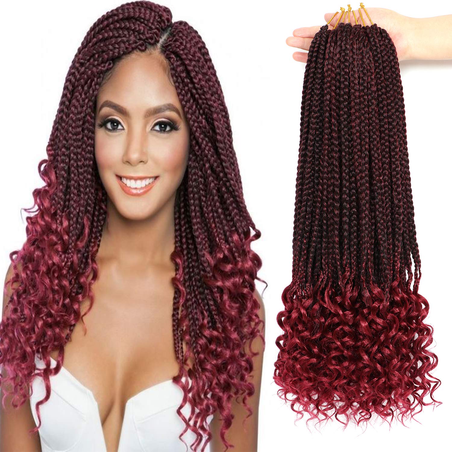 Fast delivery 100g 24 inch 22 strands synthetic ombre crochet box braids hair